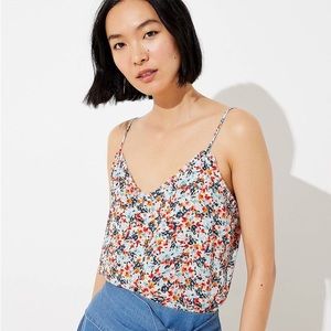 LOFT Floral Tank Cami with Ruffled Neckline *Missing Label